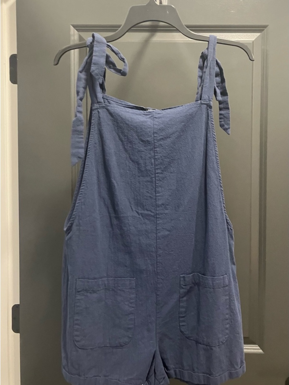 SHEIN Navy Blue Cotton Romper with Front Pockets